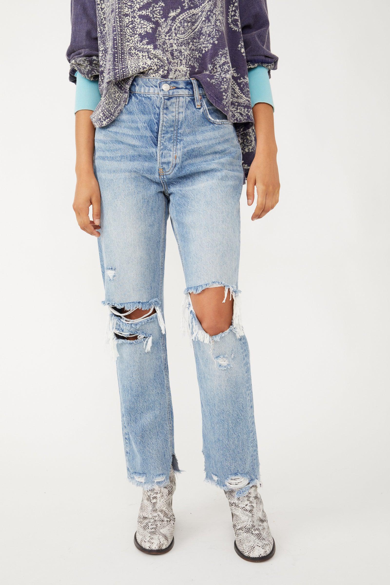 Free People - Tapered Baggy Boyfriend Jeans / Mid Century Blue