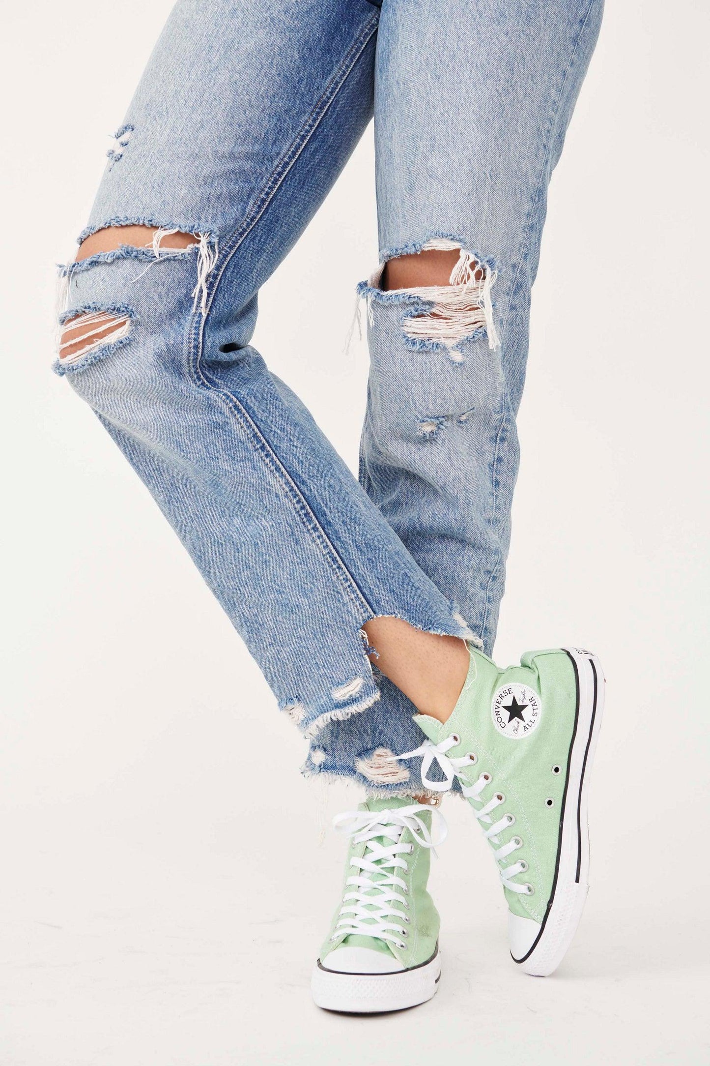 Free People - Tapered Baggy Boyfriend Jeans / Mid Century Blue