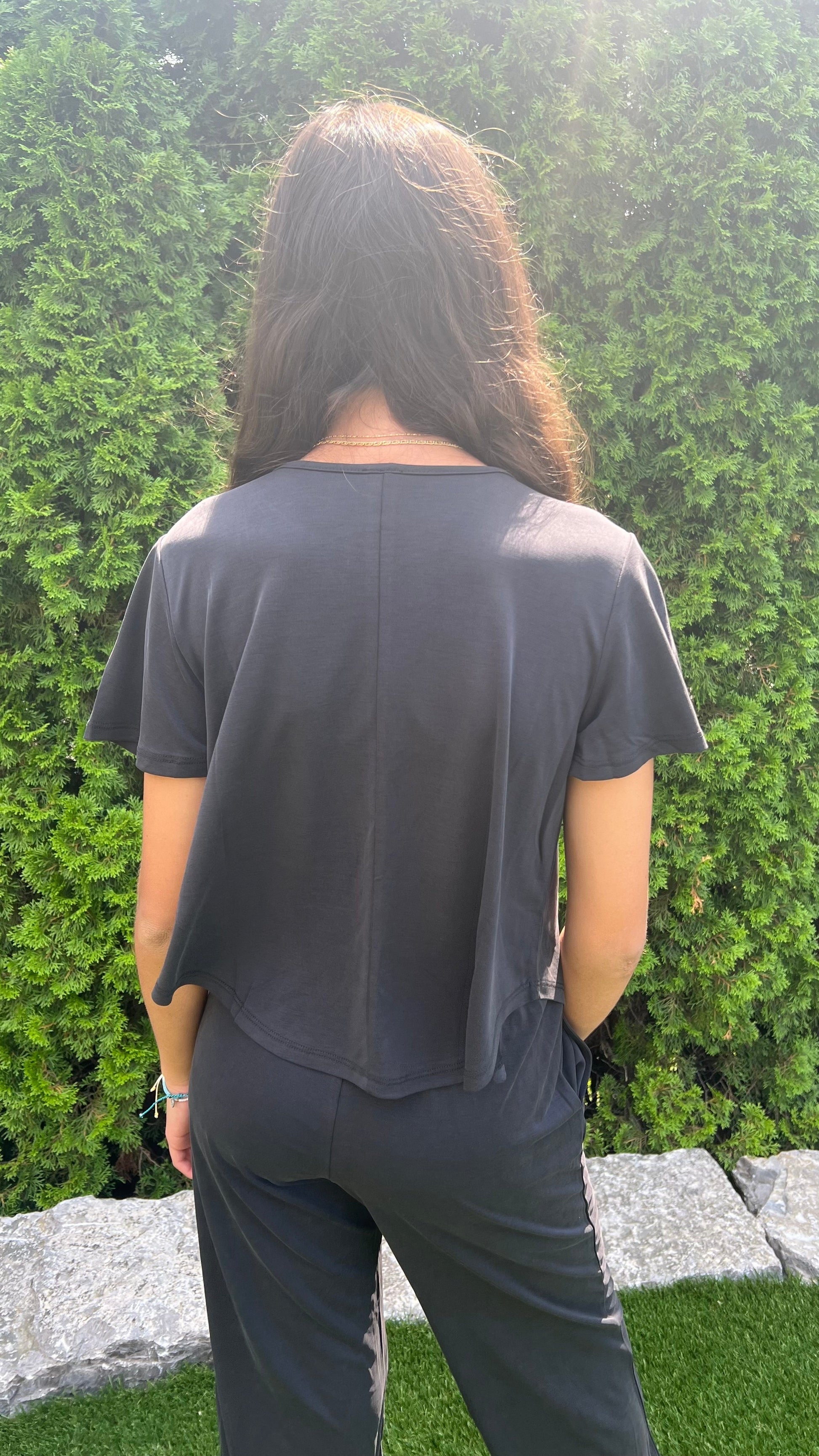 RD Style Short Sleeve Swing Top | Charcoal