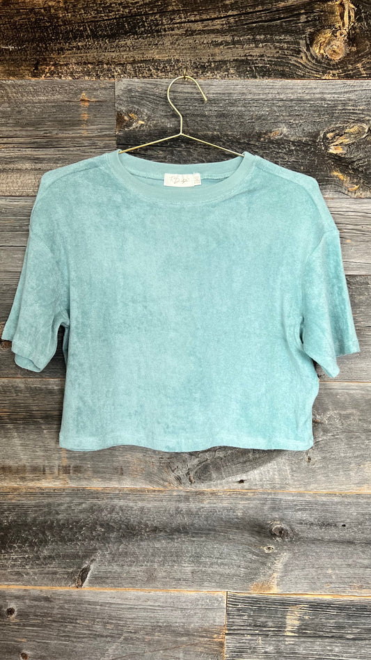 Rd Style Terry crop Top in Reef Water