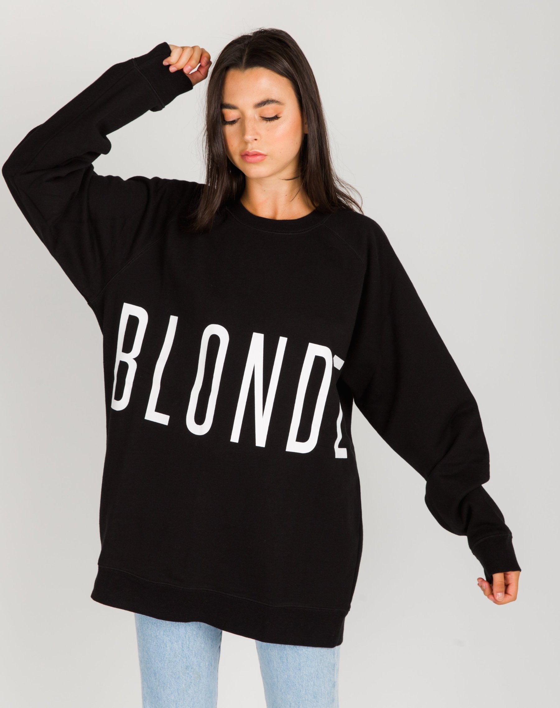 The "BLONDE" Big Sister Crew Neck Sweatshirt | Black
