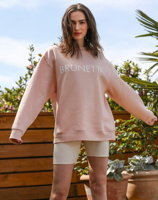 The "BRUNETTE" Classic Crew Neck Sweatshirt | Peach Cream