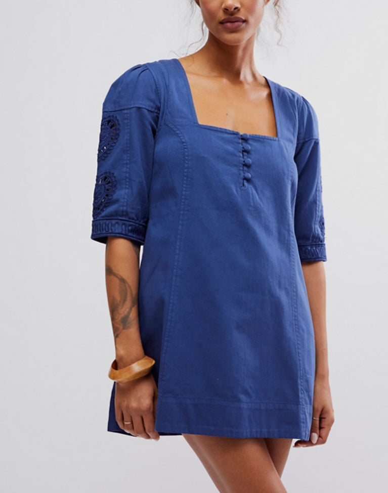 Free People Bali Hazel hearts mini dress / Indigo blue