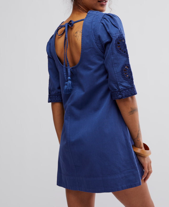 Free People Bali Hazel hearts mini dress / Indigo blue