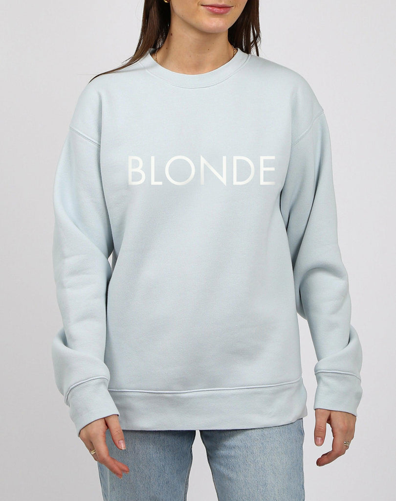 Brunette The Label "Blonde" Crew Neck Sweater | Summer Sky