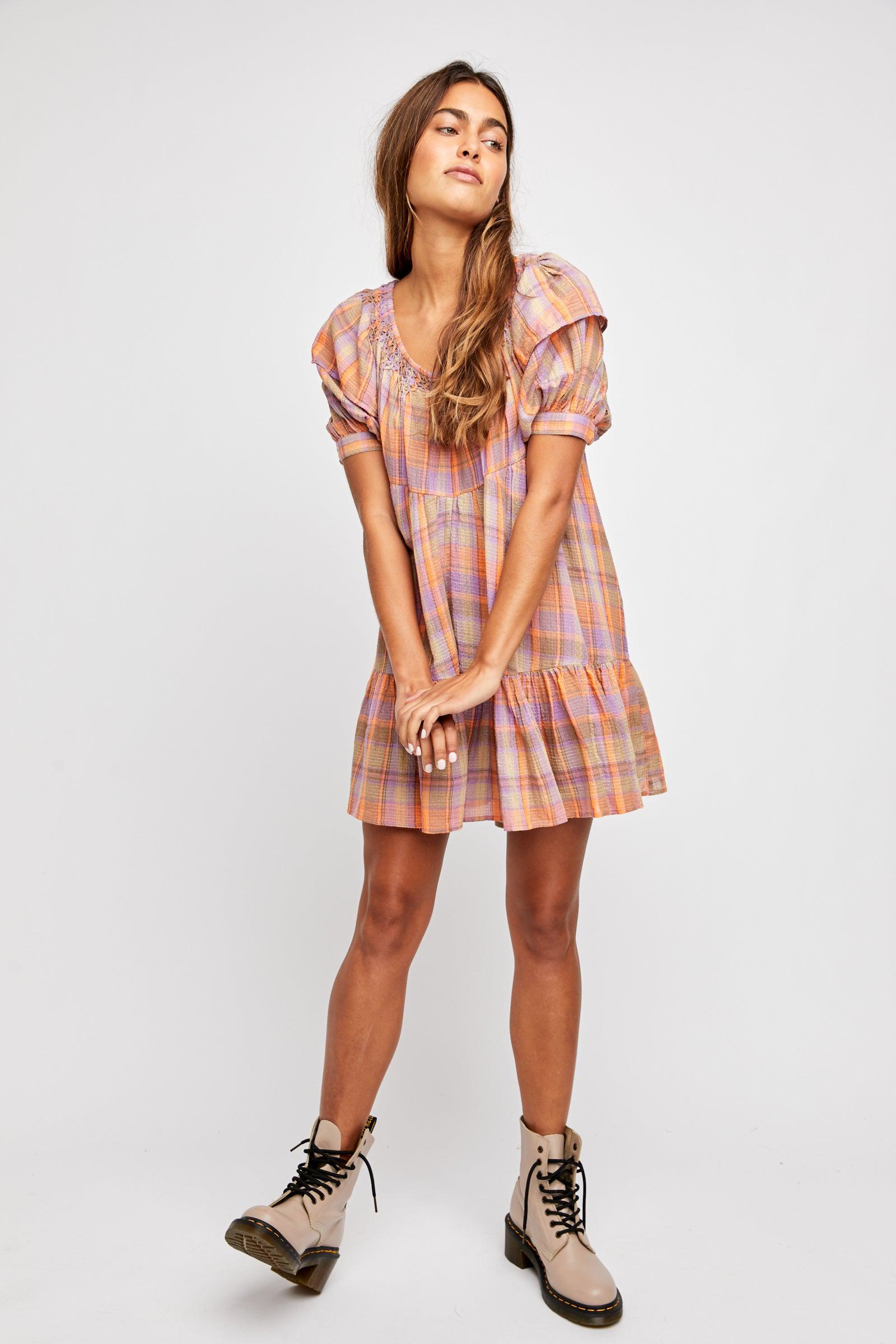 Free People Amelie Plaid Mini Dress