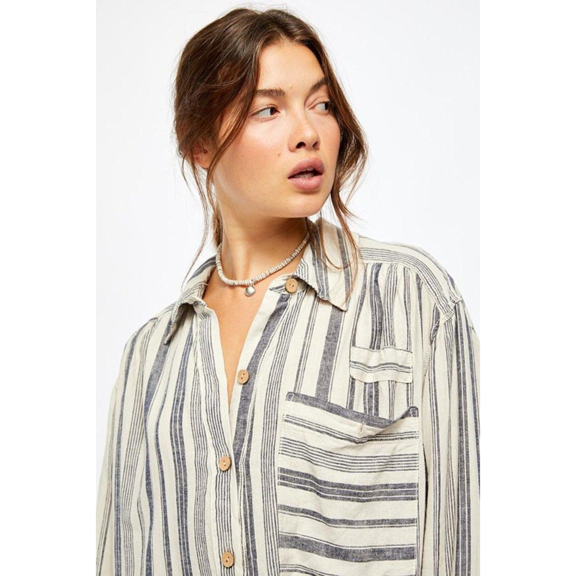 Free People Summer Breeze Stripe Shirt