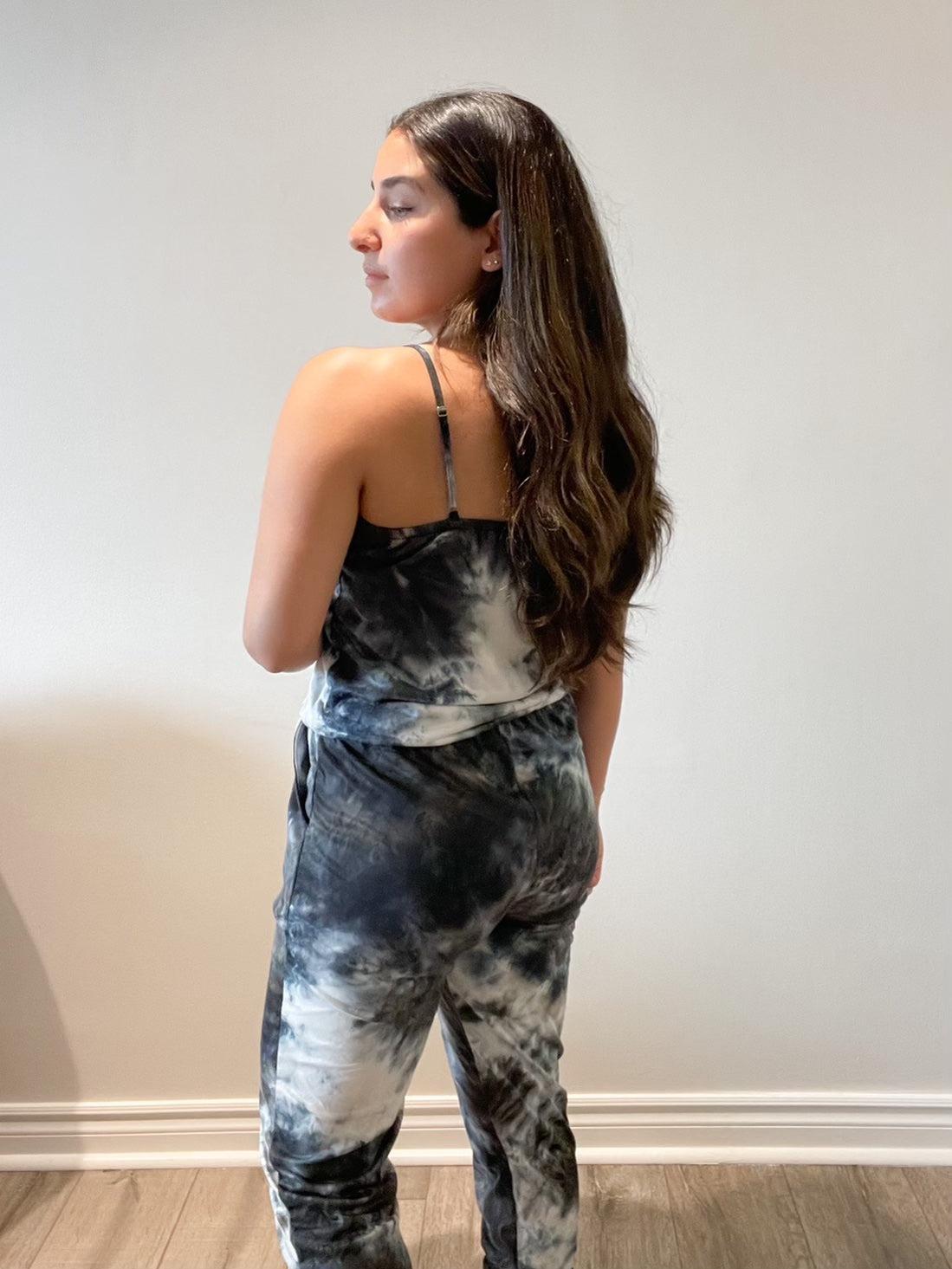 Hello Mello Jumpsuit | Black Tye Dye