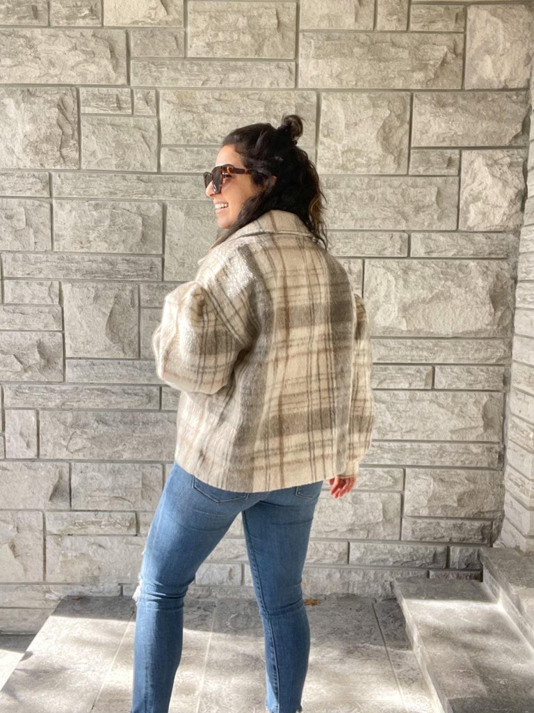 Native Youth Check Jacket In Stone