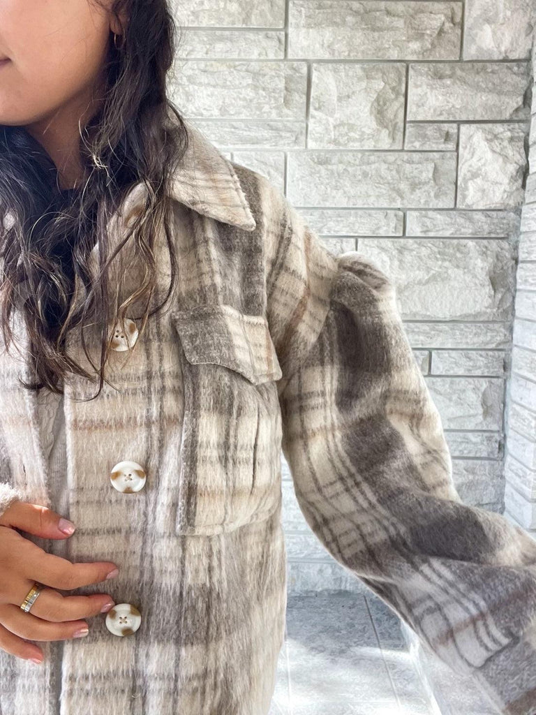 Native Youth Check Jacket In Stone
