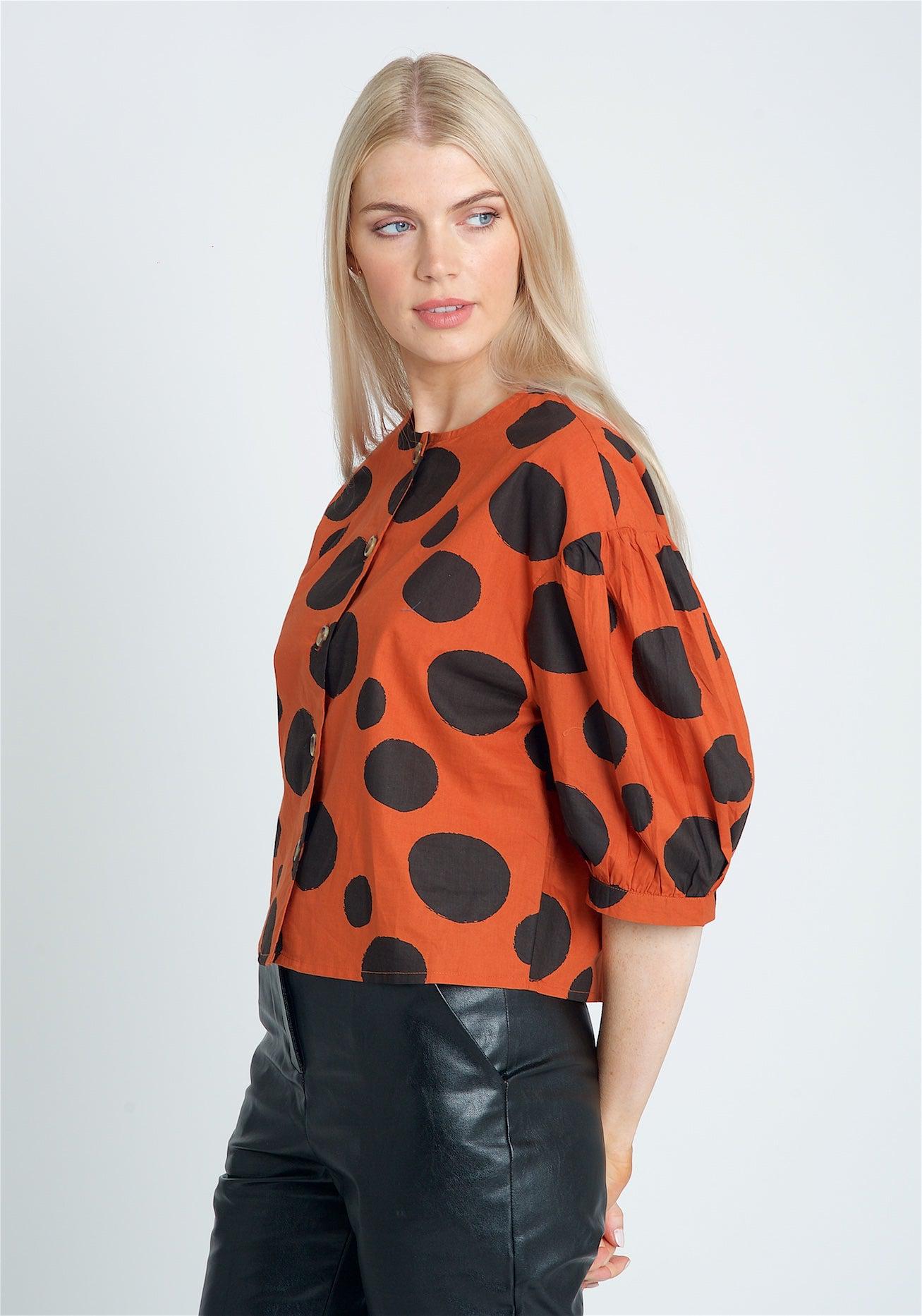 Native Youth Polka-dot Button Blouse