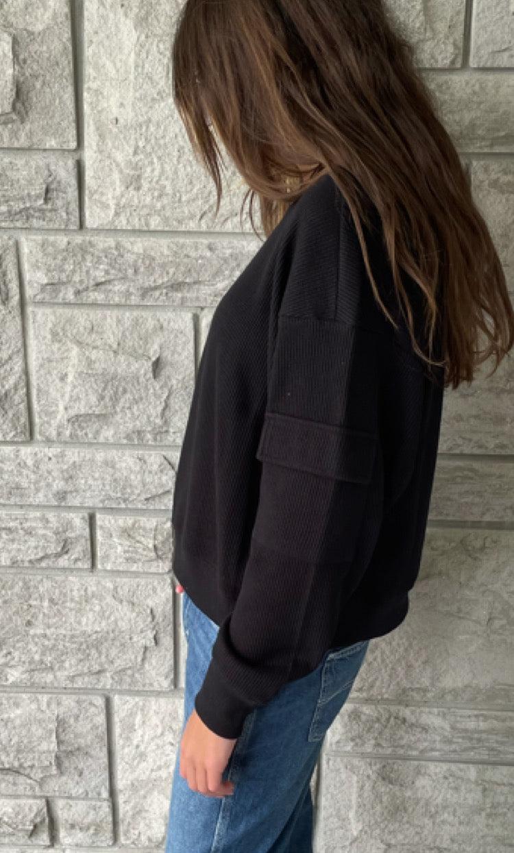 RD Style Black Side Pocket Pullover