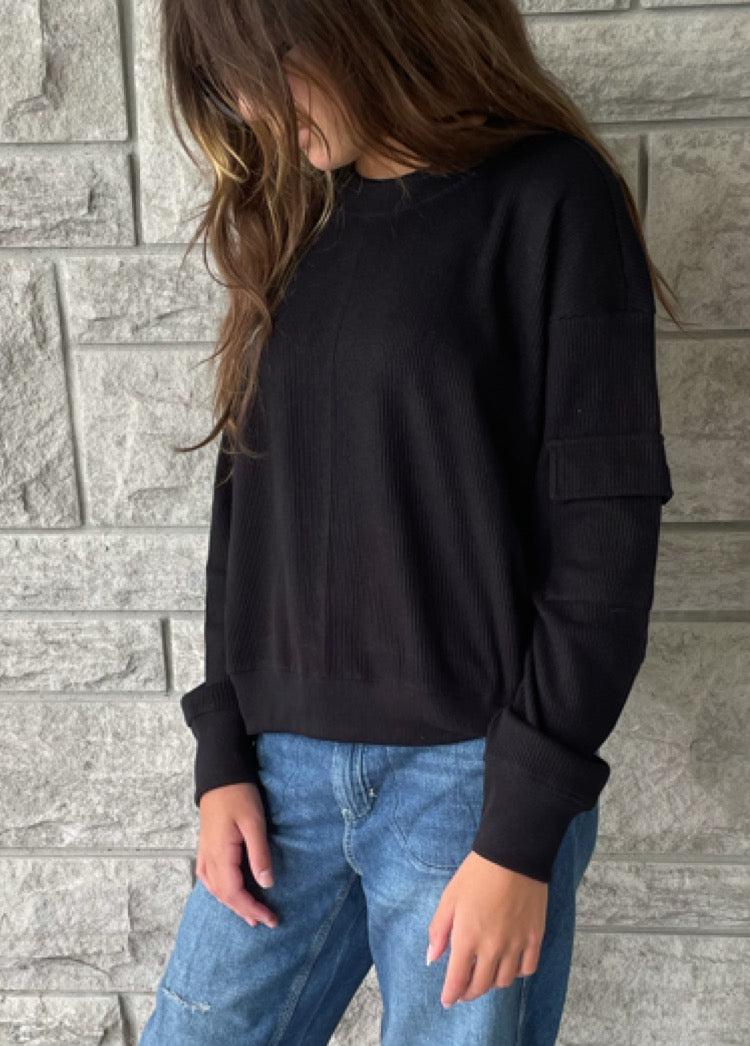 RD Style Black Side Pocket Pullover