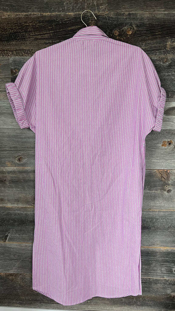 RD Style Boyfriend Shirt Dress | Pink Stripes