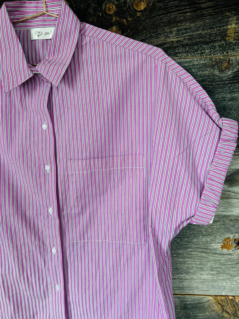 RD Style Boyfriend Shirt Dress | Pink Stripes