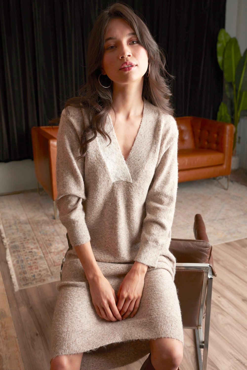 RD Style London Speckled V-neck Colour Block Dress