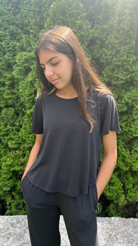 RD Style Short Sleeve Swing Top | Charcoal