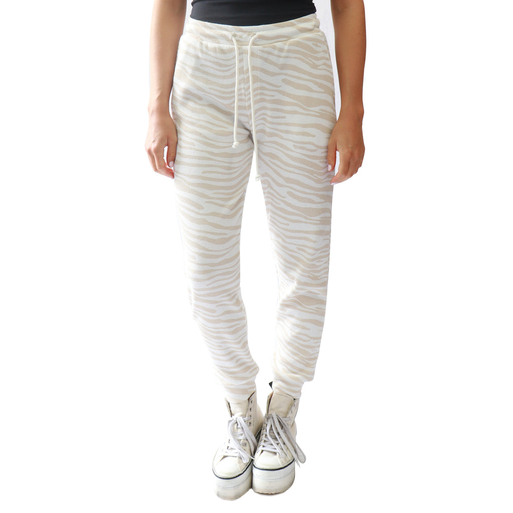 RD Style Waffle Knit Jogger | Beige Tiger