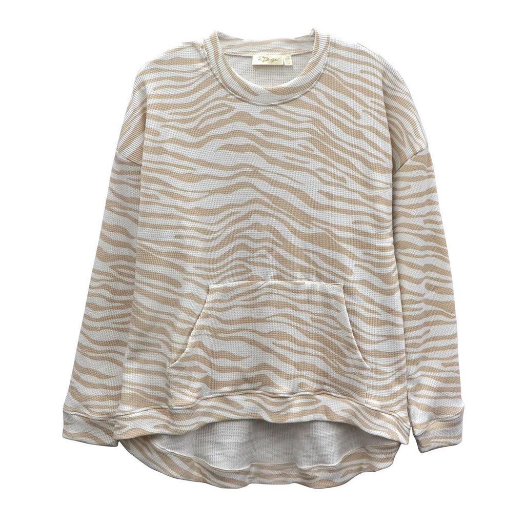 RD Style Waffle Knit Sweater | Beige Tiger