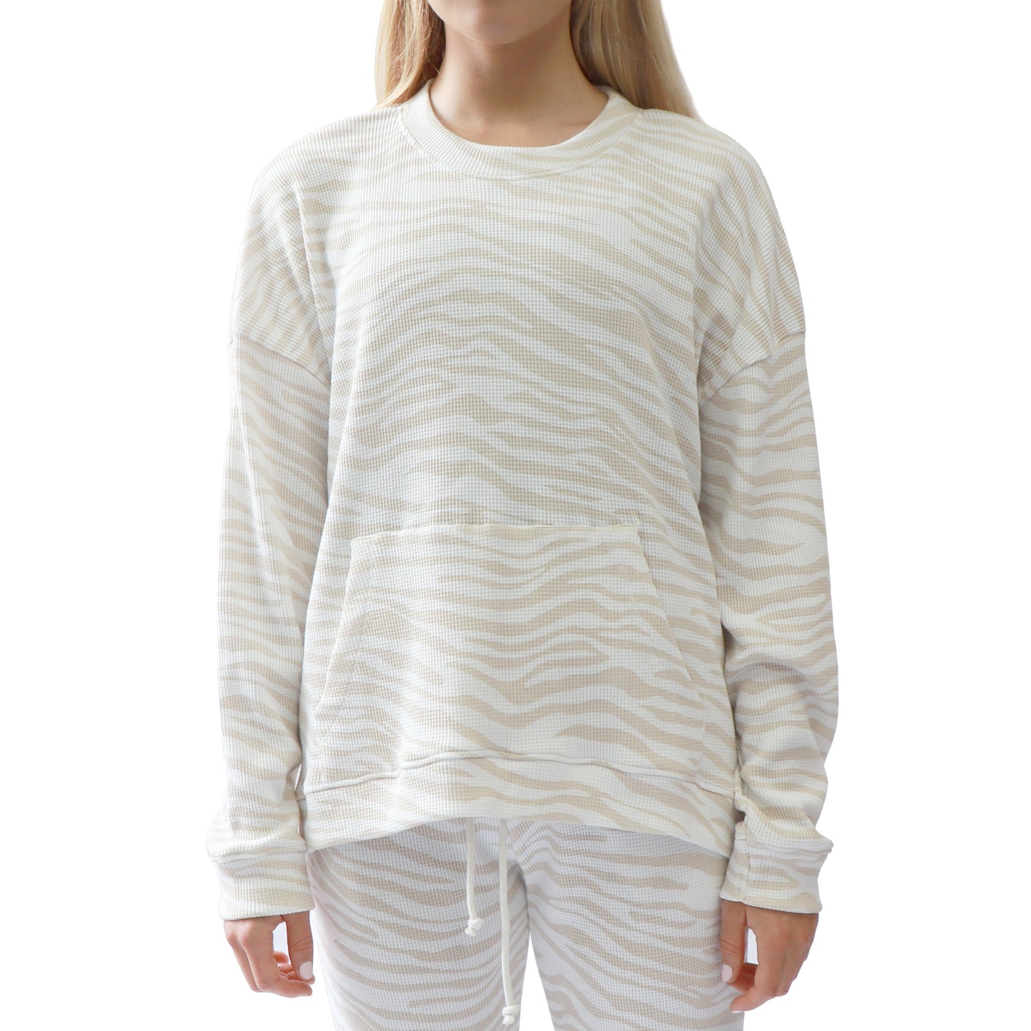 RD Style Waffle Knit Sweater | Beige Tiger