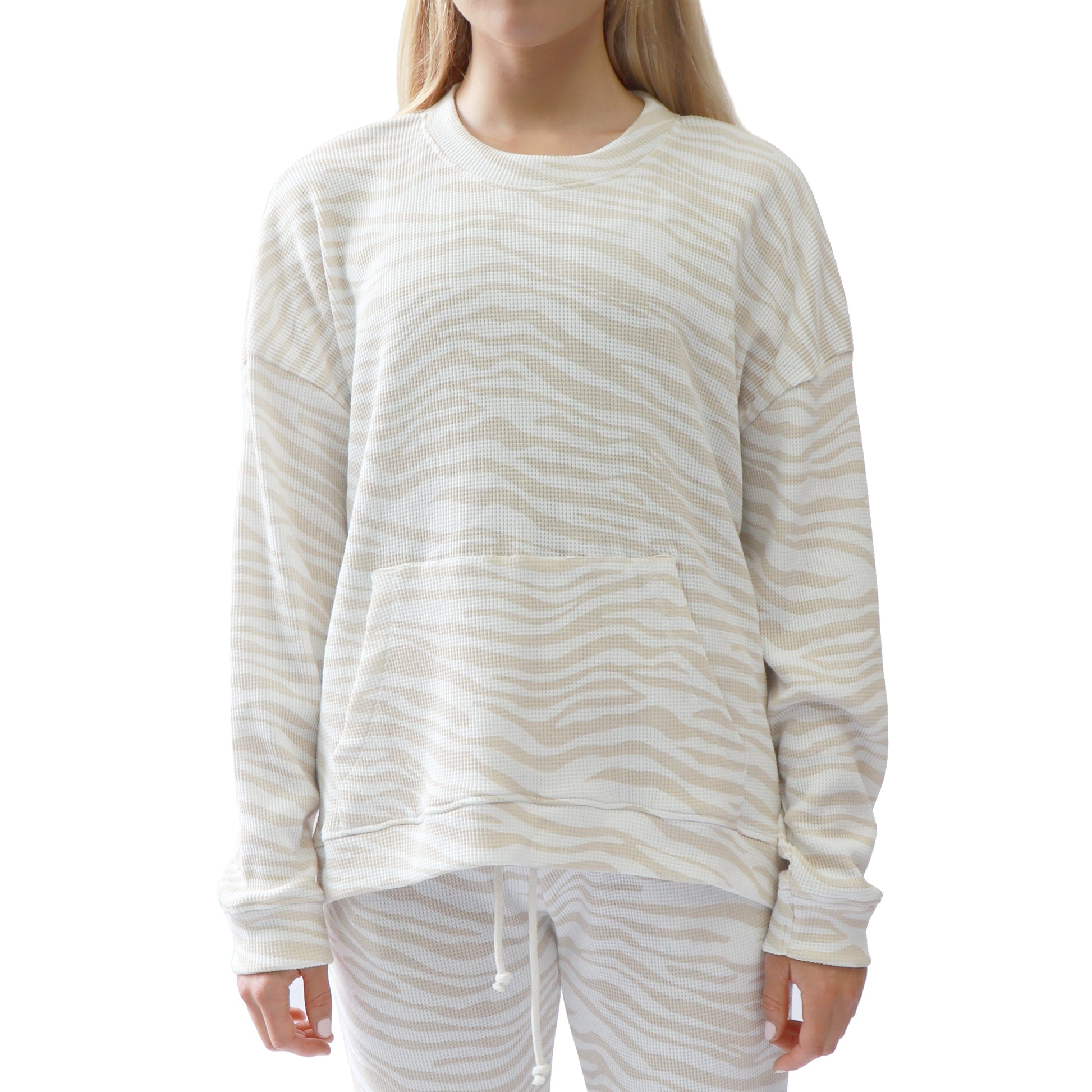 RD Style Waffle Knit Sweater | Beige Tiger
