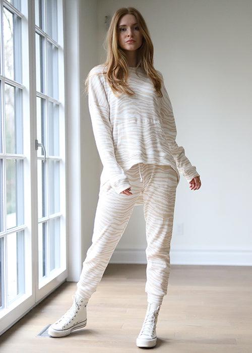 RD Style Waffle Knit Sweater | Beige Tiger