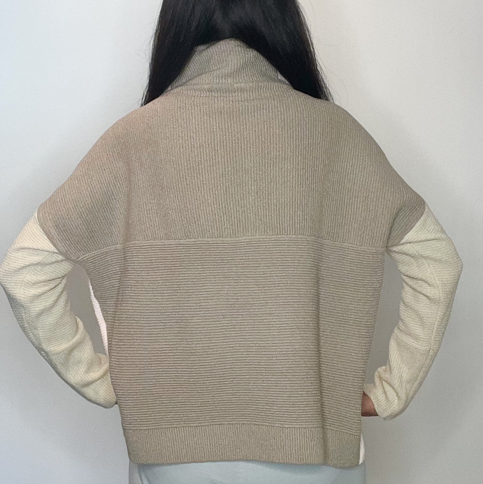 Rd Style Colour Block Sweater | Beige/ Pink Combo