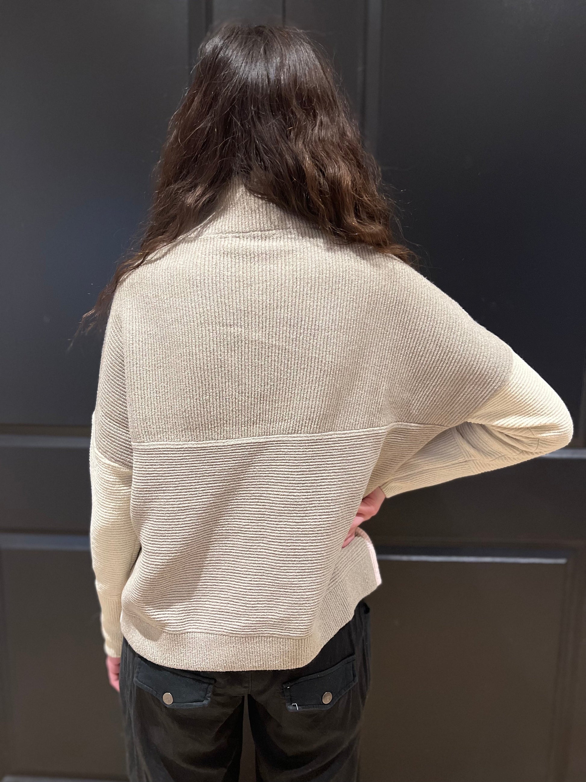 Rd Style Colour Block Sweater | Beige/ Pink Combo