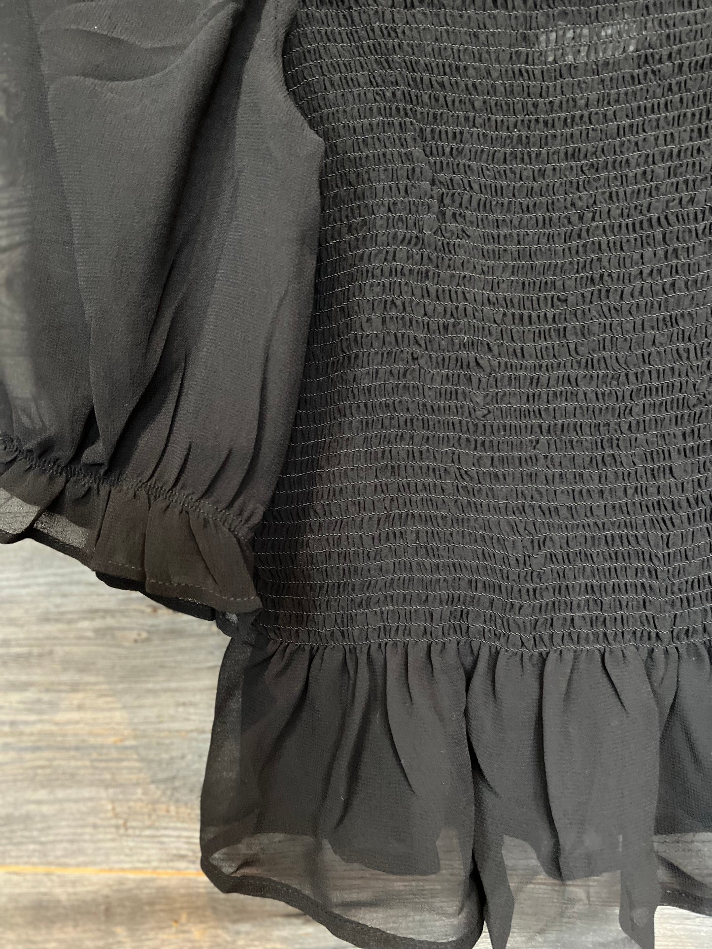Rd Style Smocked Bodice Top in Black