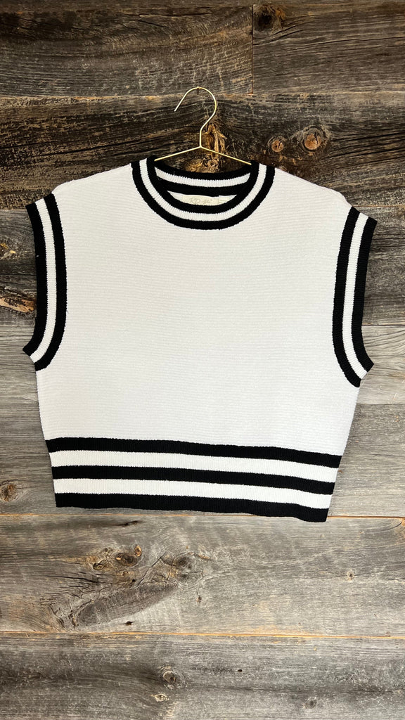 Rd Style Sweater Vest in White and Black