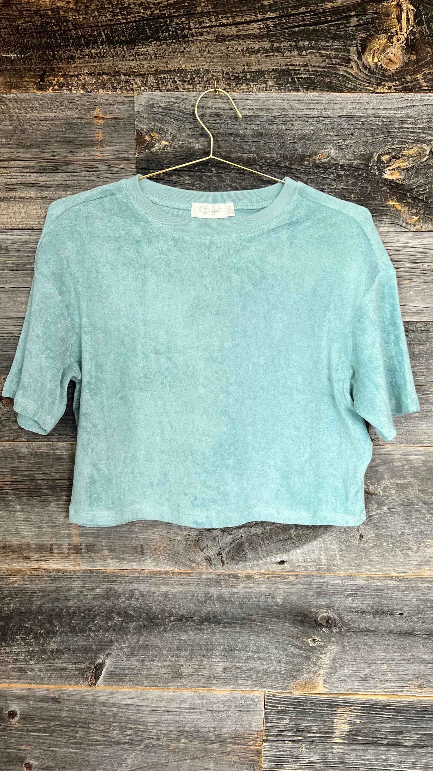 Rd Style Terry crop Top in Reef Water