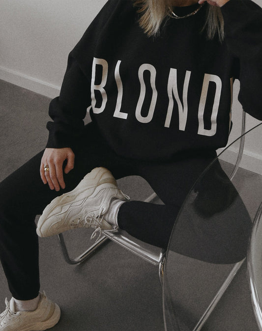 The "BLONDE" Big Sister Crew Neck Sweatshirt | Black